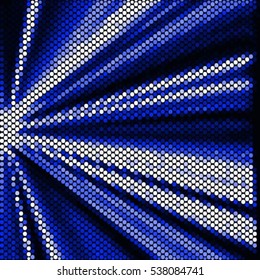 Spotted blue abstract background halftone effect. Colorful ray vector illustration