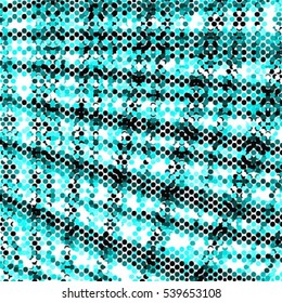 Spotted blue abstract background halftone effect. Colorful grid vector illustration