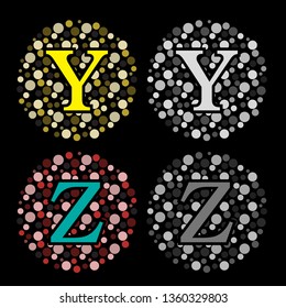 Spotted Bubble Style Alphabet Y and Z