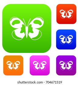 Spotted butterfly set icon in different colors isolated vector illustration. Premium collection