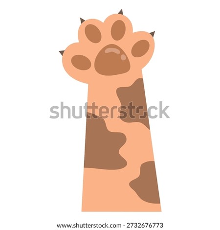 Spotted Calico Cat Paw Flat Vector, Tortoiseshell Kitty Hand Illustration, Cute Animal Foot Clipart