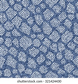 Spotted Camouflage Jeans background. Denim seamless pattern. Blue jeans cloth.