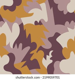Gespitzte Tarnung nahtlos in Beige- und Brauntönen. Vektorgrafik für Druck, Stoff, Deckel, Verpackung, Inneneinrichtung, Blog-Dekoration und andere Ihre Projekte.