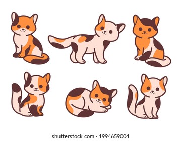 Juego de iconos de gato localizado. Caricatura en varias poses. Ilustración vectorial para impresiones, ropa, embalaje, pegatinas.