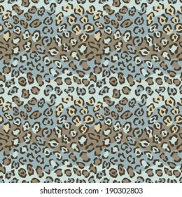 Spotted Cat Pattern in blues and browns. This is a 4-tile repeat.