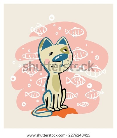 spotted cat: sad, depressed, bored, bad mood, sad emotions. Kitten set, kitten character in hand drawn vector style, doodle cartoon illustration. Like a mascot, sticker, emoticon, emoticon