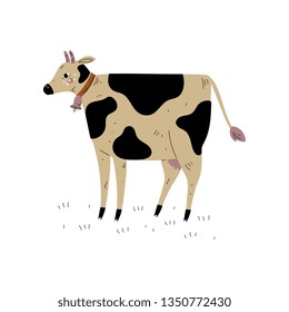 Spotted Cow, Dairy Cattle Animal Husbandry Breeding Vector Illustration