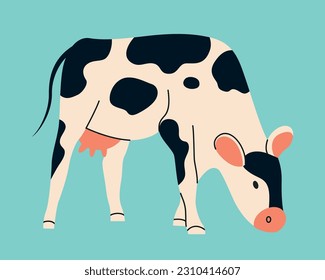 Spotted cow isolated. Vector flat style cartoon illustration