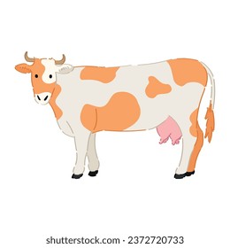 Spotted cow on white background