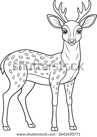 Spotted deer line art made for creative animal themed coloring books