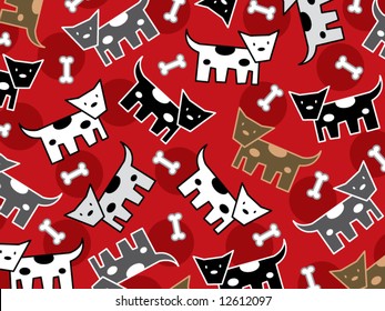 spotted doggies pattern (vector) - illustration