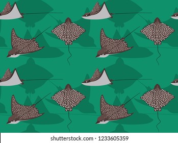 Spotted Eagle Ray Cartoon Background Seamless Wallpaper