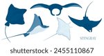 Spotted eagle ray, stingray, manta ray. Vector stock illustration. isolated on a white background. set of sea and ocean. Fish.  underwater world.
