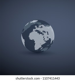 Diseño del Globe de la Tierra Visto - Global Business, Technology, Globalization Concept, Vector Design Template