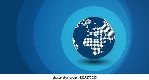 Spotted Earth Globe Design - Global Business, Technology, Globalization Concept - Wide Layout, Vektordesign-Vorlage mit Kopienraum