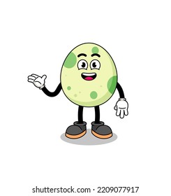 spotted egg cartoon with welcome pose , character design