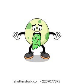 Spotted Egg Mascot Cartoon Vomiting , Character Design