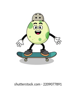 Spotted Egg Mascot Playing A Skateboard , Character Design