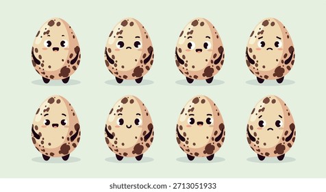 Huevos moteados con caras tristes, aislados