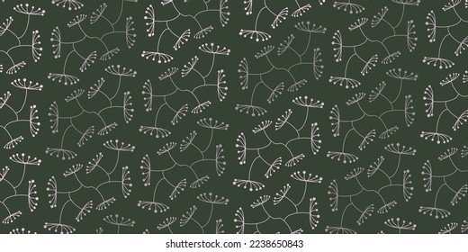 Spotted Flowers Pattern, Colored in Various Shades of Green and White - Retro Style Texture, Background, Design Element in Editable Vector Format