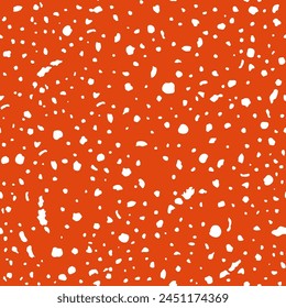 Spotted fly agaric mushroom texture seamless pattern. Amanita spots texture background. Red polka dot print, vector hand drawn illustration