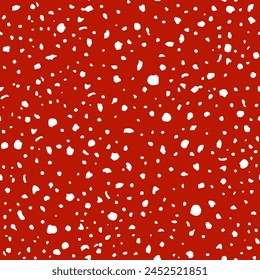 Spotted fly agaric mushroom texture seamless pattern. Amanita spots texture background. Red polka dot print, vector hand drawn illustration.