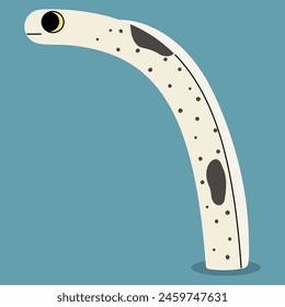Spotted garden eel single 3 cute on a blue background, vector illustration.