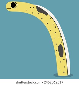 Spotted garden eel single 8 cute on a blue background, vector illustration.