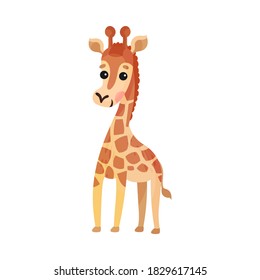 Spotted Giraffe with Long Neck as African Animal Vector Illustration