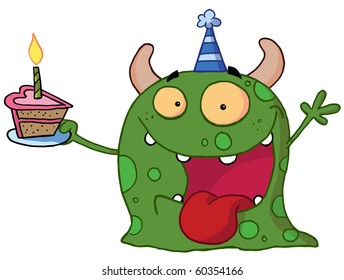 Spotted Green Birthday Monster