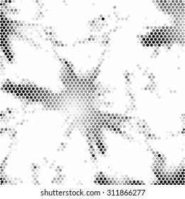 Spotted grunge abstract halftone effect. Splash vector illustration background 