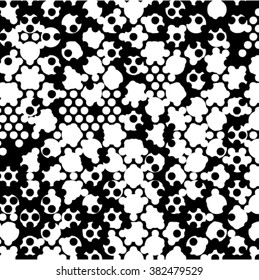 Spotted grunge flower vector illustration. Monochrome floral repeating texture 