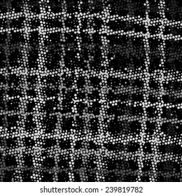 Spotted grunge grid texture. Polka dot illustration 