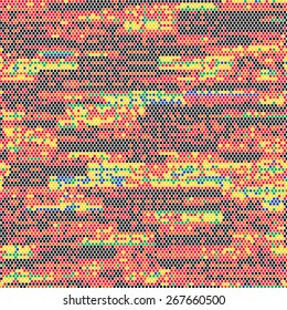 Spotted grunge retro grid colorful texture. Polka dot vector illustration background