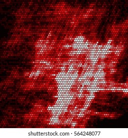 Spotted halftone grunge red line vector background. Abstract illustration background. Grunge grid polka dot background pattern