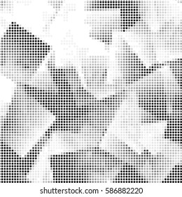 Spotted halftone grunge vector line background. Abstract cubism illustration background. Grunge grid polka dot background pattern