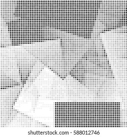 Spotted halftone grunge vector line background. Abstract cubism illustration background. Grunge grid polka dot background pattern