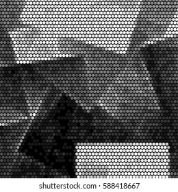 Spotted halftone grunge vector line background. Abstract cubism illustration background. Grunge grid polka dot background pattern