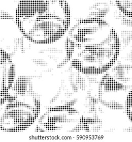 Spotted halftone grunge vector line background. Abstract bubble illustration background. Grunge grid polka dot background pattern