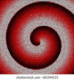 Spotted halftone grunge vector line background. Abstract red colorful illustration background. Grunge grid polka dot background pattern