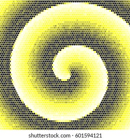 Spotted halftone grunge vector line background. Abstract yellow colorful illustration background. Grunge grid polka dot background pattern