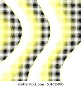 Spotted halftone grunge vector line background. Abstract yellow colorful illustration background. Grunge grid polka dot background pattern