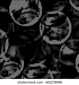 Spotted halftone grunge vector line background. Abstract large bubble illustration background. Grunge grid polka dot background pattern