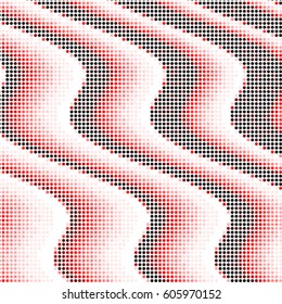 Spotted halftone grunge vector line background. Abstract red wave colorful illustration background. Grunge grid polka dot background pattern