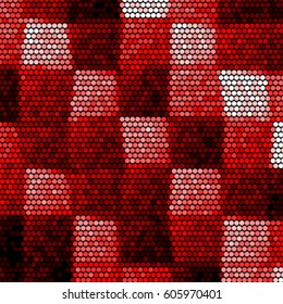 Spotted halftone grunge vector line background. Abstract red checkered colorful illustration background. Grunge grid polka dot background pattern