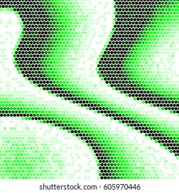 Spotted halftone grunge vector line background. Abstract green wave colorful illustration background. Grunge grid polka dot background pattern