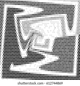 Spotted halftone grunge vector line background. Abstract illustration background. Grunge grid polka dot background pattern