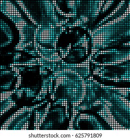 Spotted halftone grunge vector line background. Abstract colorful illustration background. Grunge grid polka dot background pattern