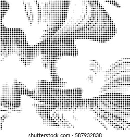 Spotted halftone grunge vector wave line background. Abstract illustration background. Grunge grid polka dot background pattern