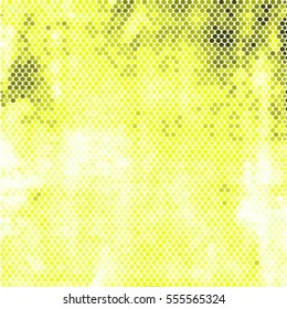 Spotted halftone grunge yellow light line background. Abstract dotted vector illustration background. Abstract grunge grid polka dot background pattern
